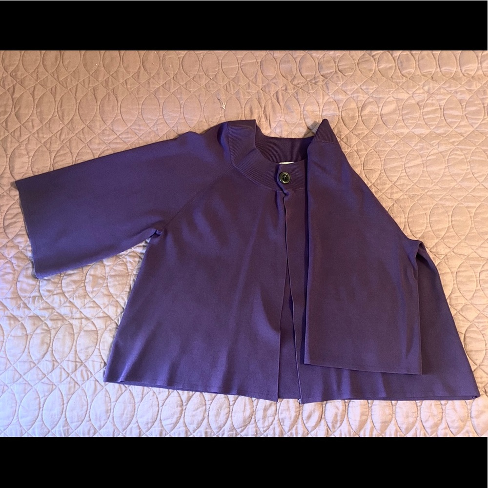 DRESSBARN Women Purple Cardigan 3X